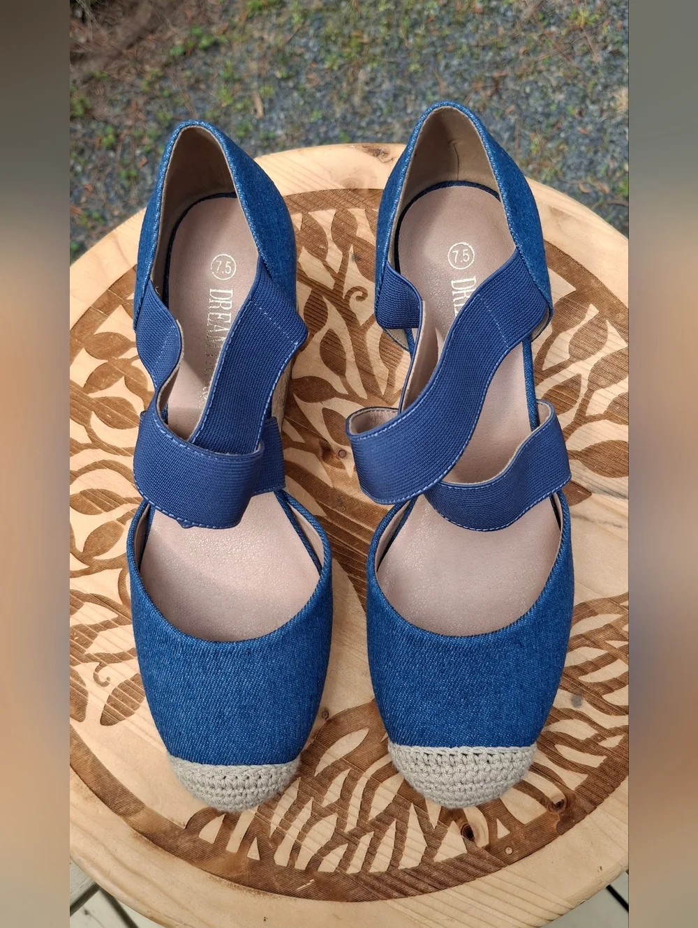 Chic Blue Denim Dream Pairs Espadrille Wedge Sandals with Crisscross Straps
